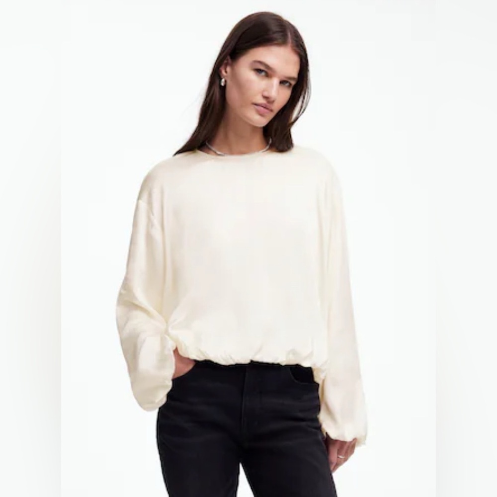 Madewell Cream Long-Sleeve Blouson Top